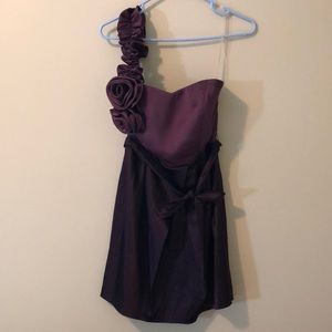 Trixxi Plum Satin One-Shoulder Dress